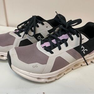 On Cloudrunner Heron Black Pink White Shoes (46.98641) Women's Size 8.5